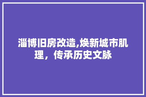淄博旧房改造,焕新城市肌理，传承历史文脉