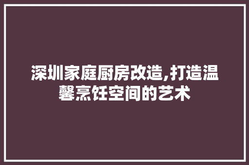 深圳家庭厨房改造,打造温馨烹饪空间的艺术 门窗装修
