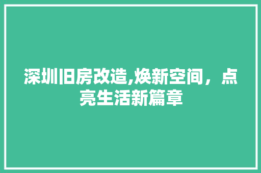 深圳旧房改造,焕新空间,点亮生活新篇章 景观设计 深圳旧房改造,焕新空间,点亮生活新篇章 景观设计