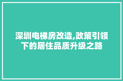 深圳电梯房改造,政策引领下的居住品质升级之路 门窗装修