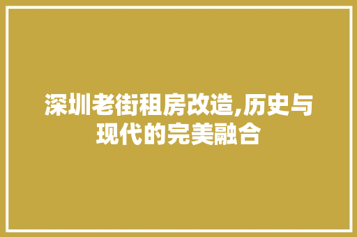 深圳老街租房改造,历史与现代的完美融合 装修攻略 深圳老街租房改造,历史与现代的完美融合 装修攻略
