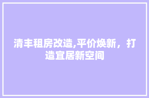 清丰租房改造,平价焕新，打造宜居新空间 装修攻略