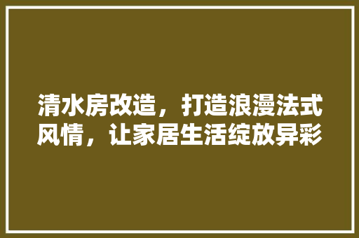 清水房改造，打造浪漫法式风情，让家居生活绽放异彩