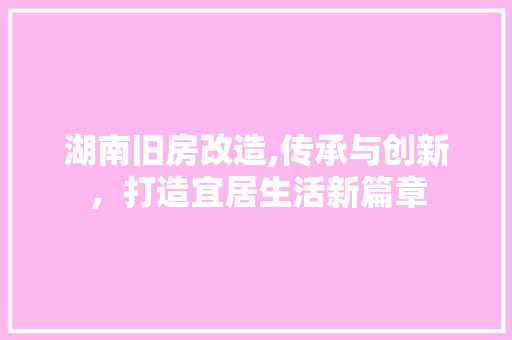 湖南旧房改造,传承与创新，打造宜居生活新篇章 庭院装修