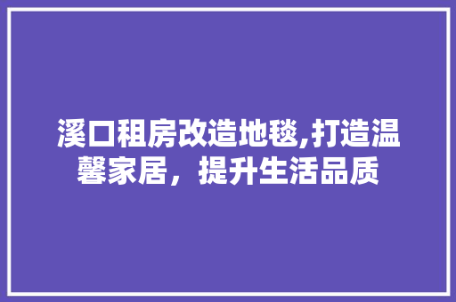溪口租房改造地毯,打造温馨家居，提升生活品质