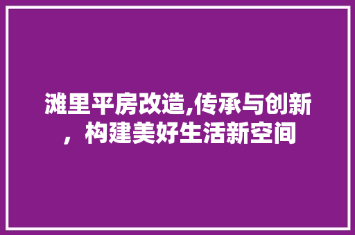 滩里平房改造,传承与创新，构建美好生活新空间