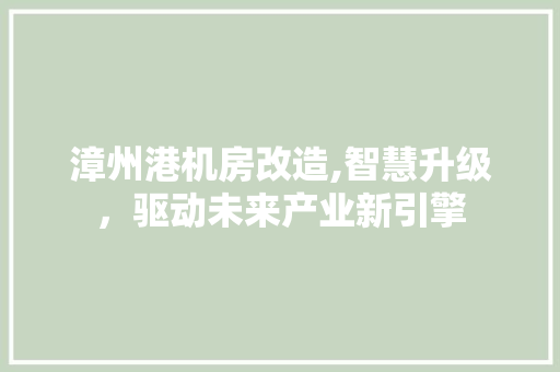 漳州港机房改造,智慧升级，驱动未来产业新引擎
