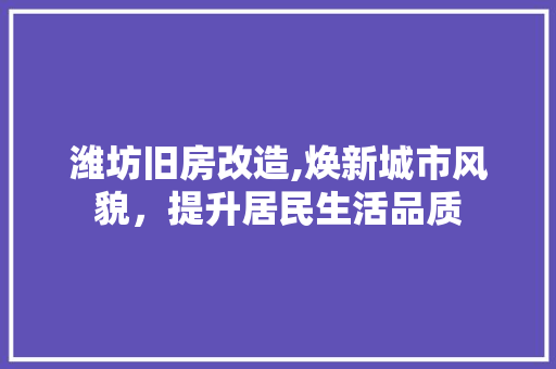 潍坊旧房改造,焕新城市风貌，提升居民生活品质 门窗装修