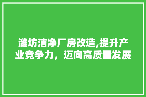潍坊洁净厂房改造,提升产业竞争力，迈向高质量发展