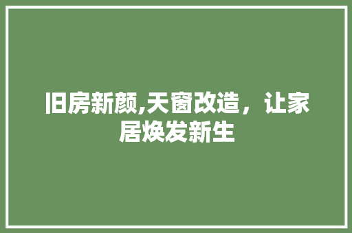 旧房新颜,天窗改造，让家居焕发新生 庭院装修