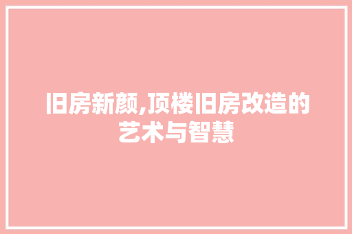 旧房新颜,顶楼旧房改造的艺术与智慧