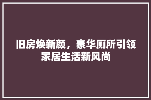 旧房焕新颜,豪华厕所引领家居生活新风尚 景观设计 旧房焕新颜,豪华厕所引领家居生活新风尚 景观设计