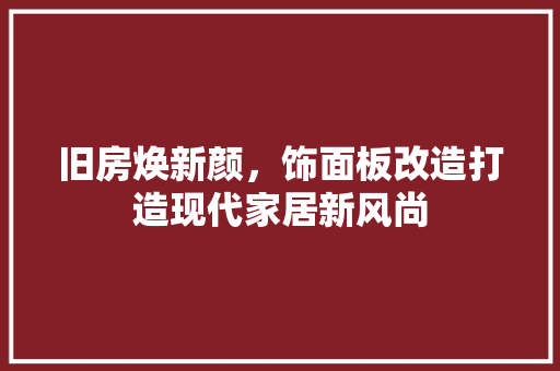 旧房焕新颜，饰面板改造打造现代家居新风尚