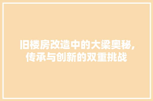 旧楼房改造中的大梁奥秘,传承与创新的双重挑战 景观设计