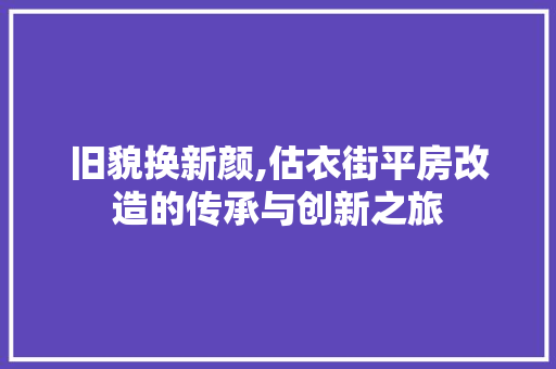 旧貌换新颜,估衣街平房改造的传承与创新之旅