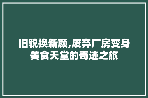 旧貌换新颜,废弃厂房变身美食天堂的奇迹之旅