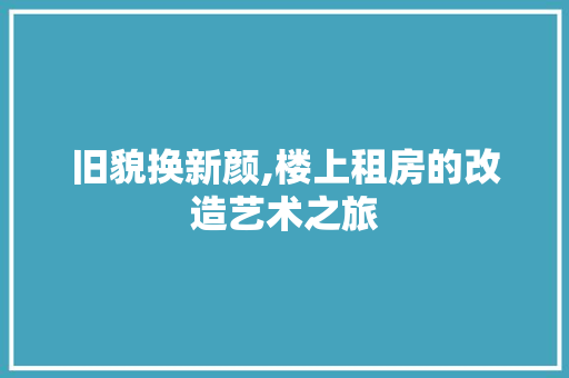 旧貌换新颜,楼上租房的改造艺术之旅