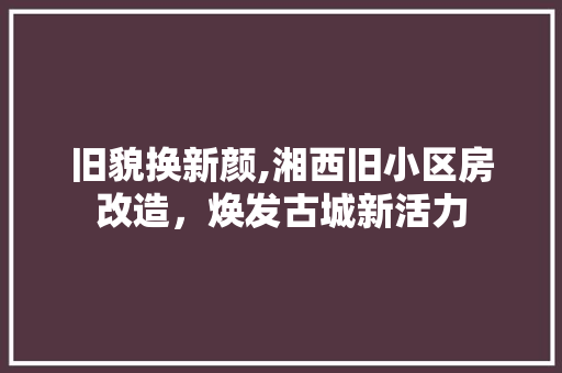 旧貌换新颜,湘西旧小区房改造，焕发古城新活力