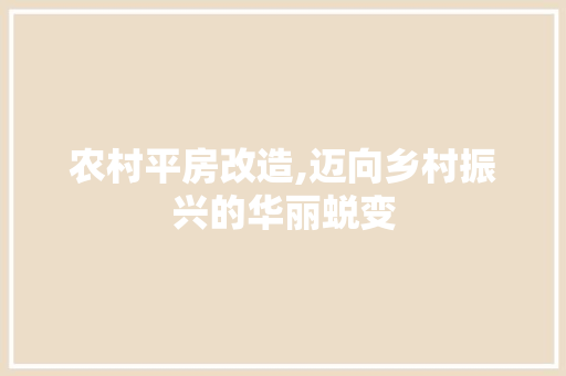农村平房改造,迈向乡村振兴的华丽蜕变