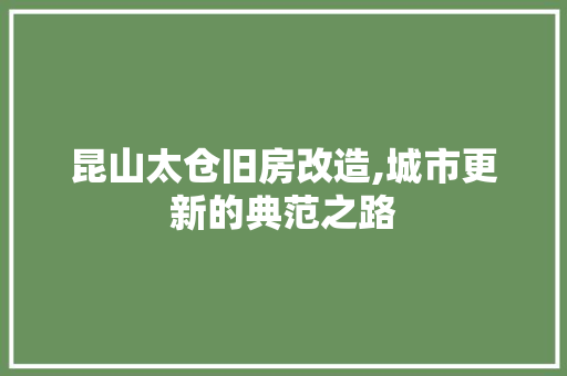 昆山太仓旧房改造,城市更新的典范之路