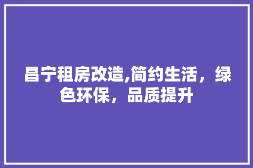 昌宁租房改造,简约生活，绿色环保，品质提升