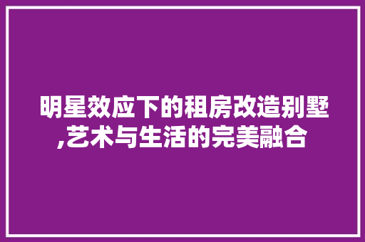 明星效应下的租房改造别墅,艺术与生活的完美融合