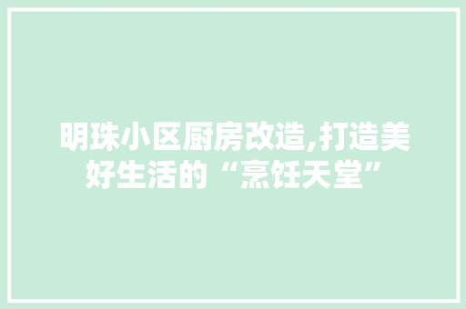 明珠小区厨房改造,打造美好生活的“烹饪天堂”