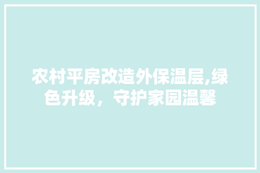 农村平房改造外保温层,绿色升级，守护家园温馨