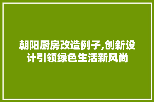 朝阳厨房改造例子,创新设计引领绿色生活新风尚 装修攻略