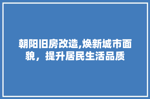 朝阳旧房改造,焕新城市面貌，提升居民生活品质