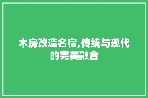 木房改造名宿,传统与现代的完美融合 装修攻略