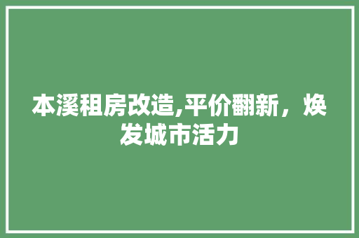 本溪租房改造,平价翻新，焕发城市活力 地面装修