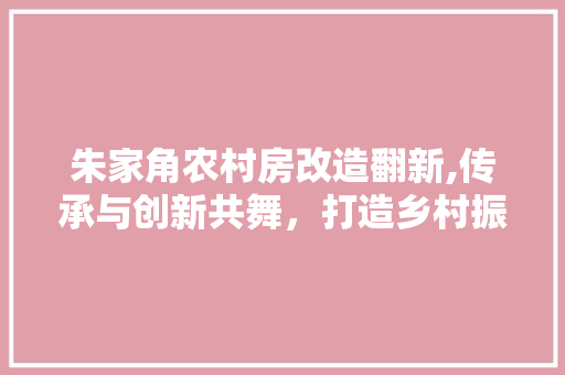 朱家角农村房改造翻新,传承与创新共舞，打造乡村振兴新样板