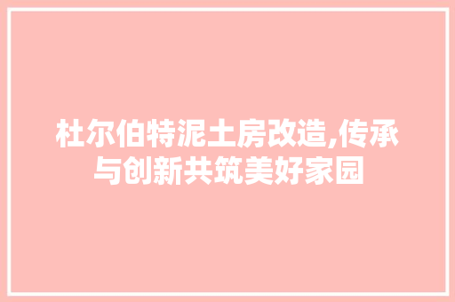 杜尔伯特泥土房改造,传承与创新共筑美好家园