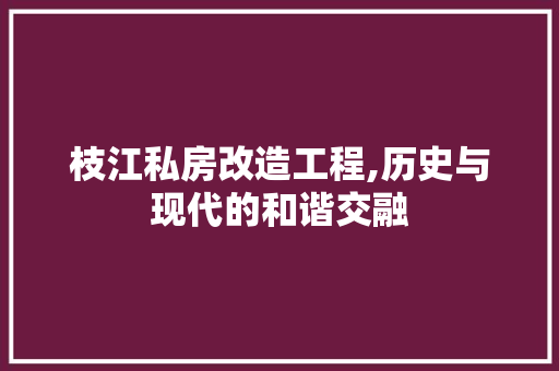 枝江私房改造工程,历史与现代的和谐交融