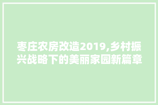 枣庄农房改造2019,乡村振兴战略下的美丽家园新篇章 装修攻略