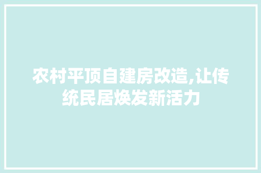 农村平顶自建房改造,让传统民居焕发新活力