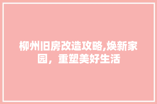 柳州旧房改造攻略,焕新家园，重塑美好生活