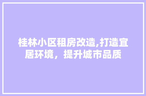 桂林小区租房改造,打造宜居环境，提升城市品质 景观设计