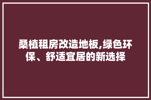 桑植租房改造地板,绿色环保、舒适宜居的新选择