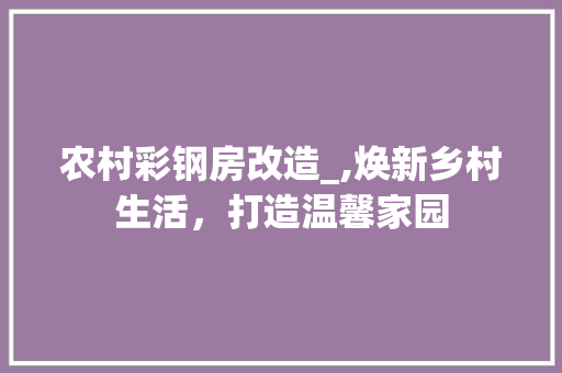 农村彩钢房改造_,焕新乡村生活，打造温馨家园