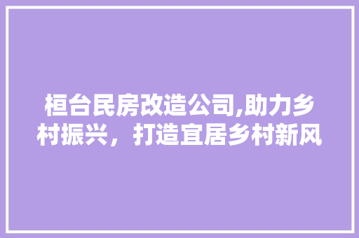 桓台民房改造公司,助力乡村振兴，打造宜居乡村新风貌