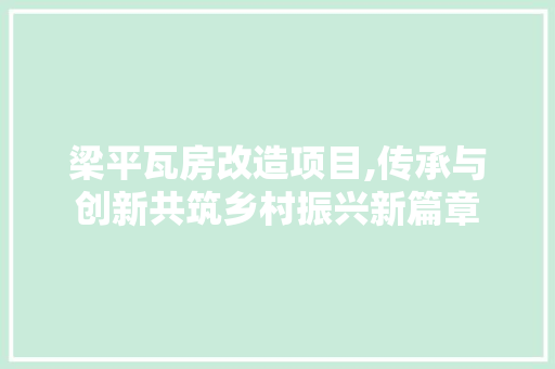 梁平瓦房改造项目,传承与创新共筑乡村振兴新篇章