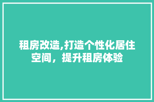 租房改造,打造个性化居住空间，提升租房体验