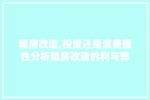 租房改造,投资还是浪费理性分析租房改造的利与弊