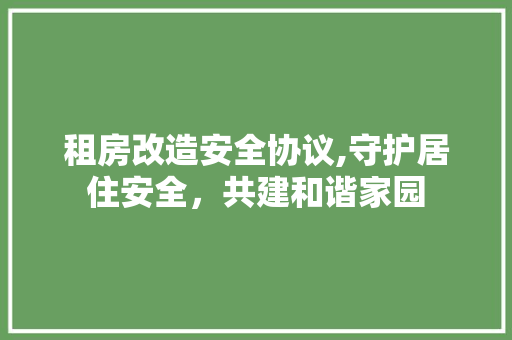 租房改造安全协议,守护居住安全，共建和谐家园