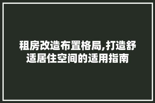租房改造布置格局,打造舒适居住空间的适用指南