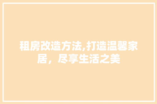 租房改造方法,打造温馨家居，尽享生活之美
