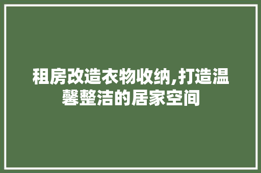 租房改造衣物收纳,打造温馨整洁的居家空间 装修材料 租房改造衣物收纳,打造温馨整洁的居家空间 装修材料