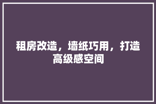 租房改造，墙纸巧用，打造高级感空间 装修攻略
